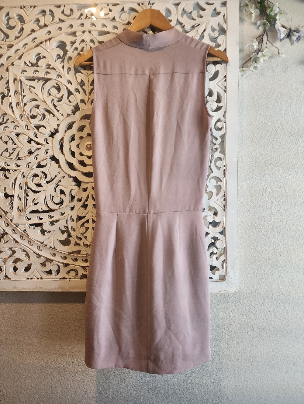 Babaton Blush Pink Sleeveless Mini Dress Faux Wrap Side Zipper Work Attire Sz 4 - Picture 13 of 16